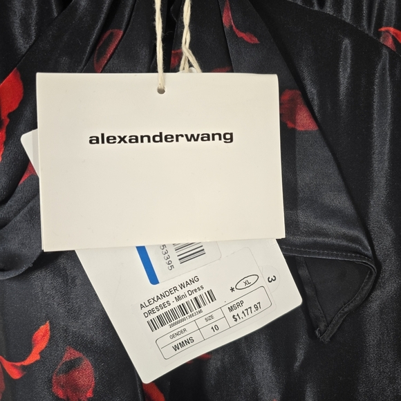 NWT Alexander Wang Rose Printed Satin Slip Sun Dress with Twist Knot Det… - Picture 11 of 12